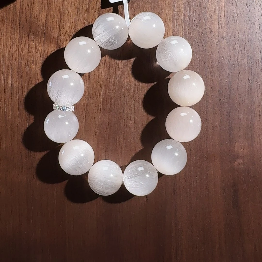 水晶手串银S925镶嵌无***丘天然水晶手串