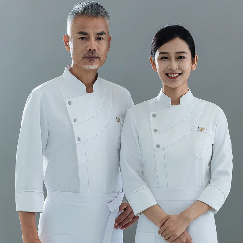 绵柔舒适时尚总厨师工作服长袖短袖上衣酒店西餐饮后厨房烘焙薄款