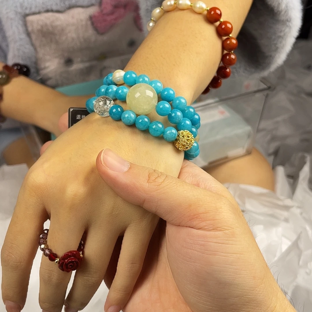 银S925镀金镶嵌水晶手串