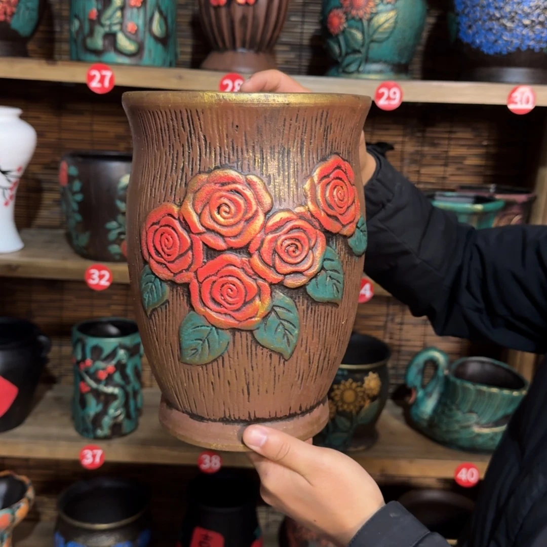 带孔高端浮雕花盆炸炸炸