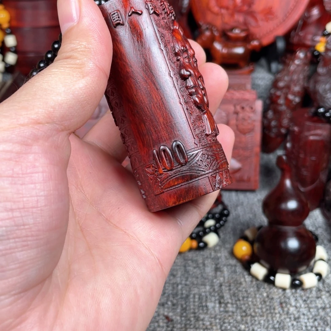 木紫檀木一捆四个大老板手把件