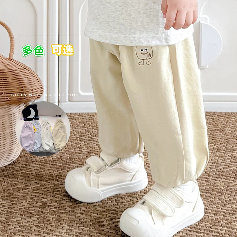 摩卡色男女宝宝凉快防蚊裤夏季薄款男女儿童宽松空调长裤灯笼裤