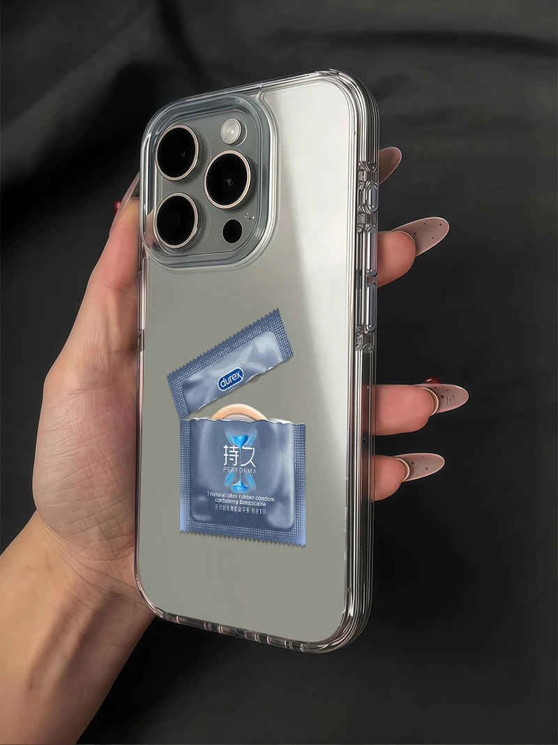 开口蓝带子适用苹果16手机壳iPhone15透明11大孔华为小米oppovivo