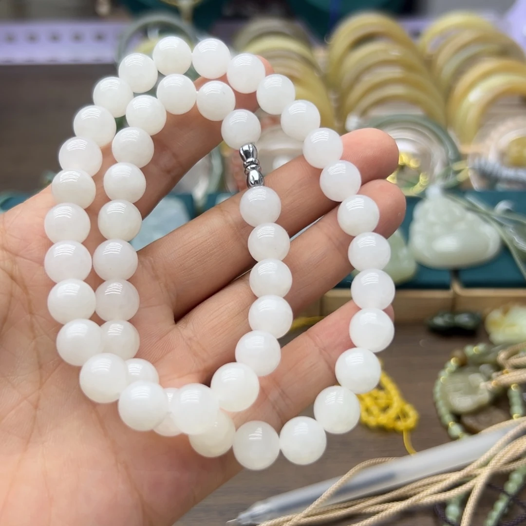 和田玉未镶嵌颈饰白玉妈妈链卡10