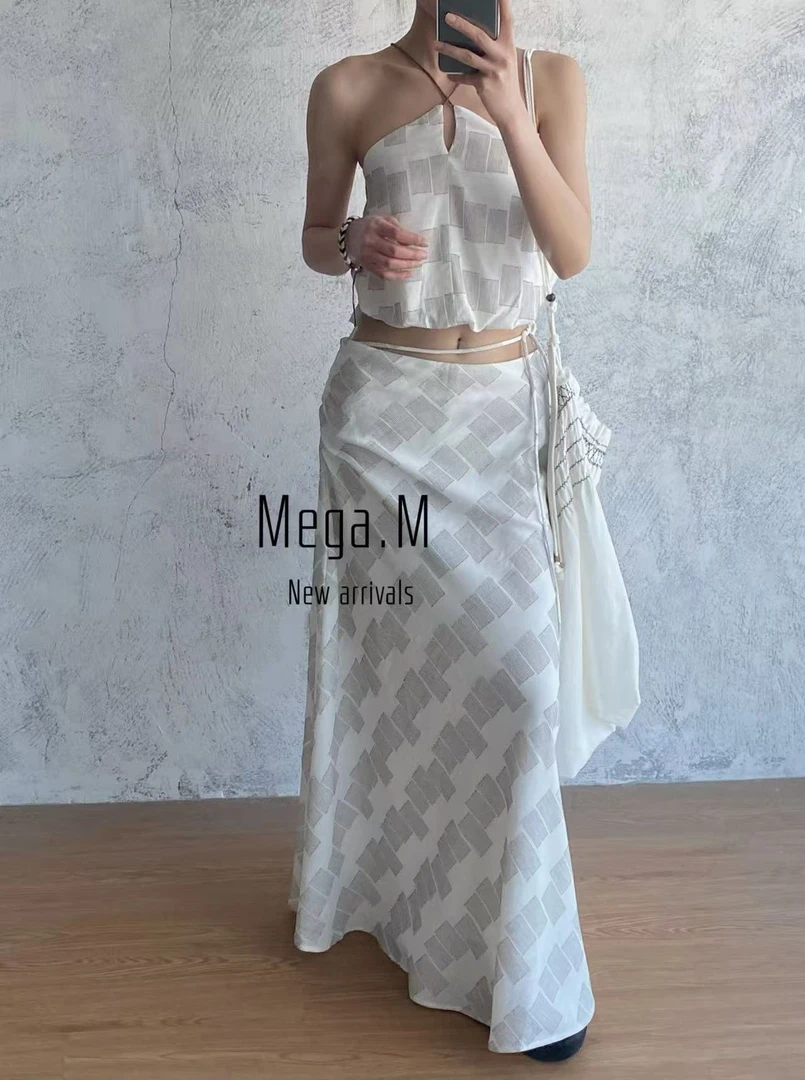 福秒-同色系！格子显瘦鱼尾半身裙（MG02089#）MG