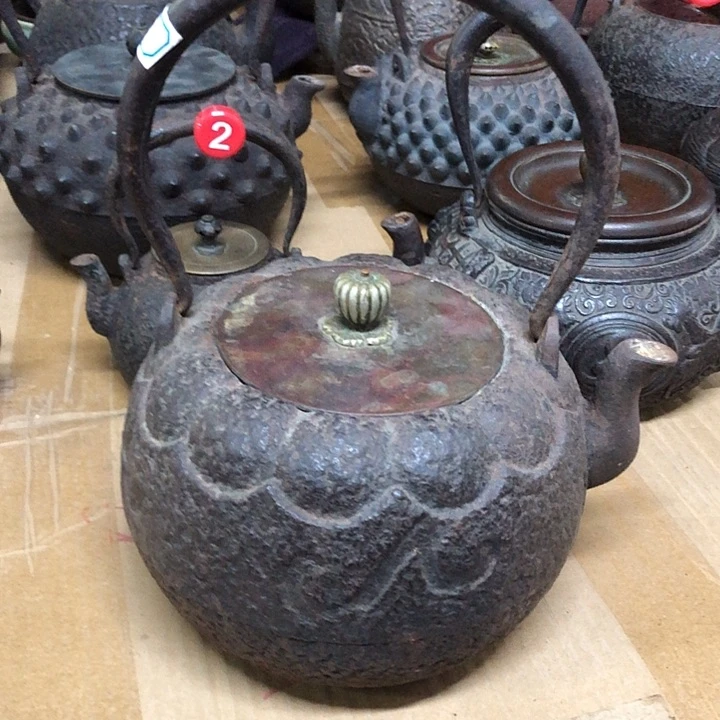 龙文堂菊花丸子壶提梁错银