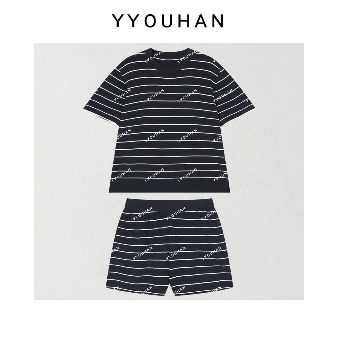 YYOUHAN 2025新款【条纹派对】天丝纳米丝T恤短裤两件套 2507C4156