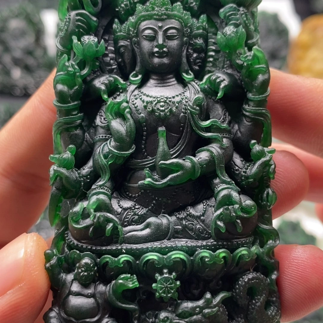 定制翡翠未镶嵌天然翡翠A货千手观音