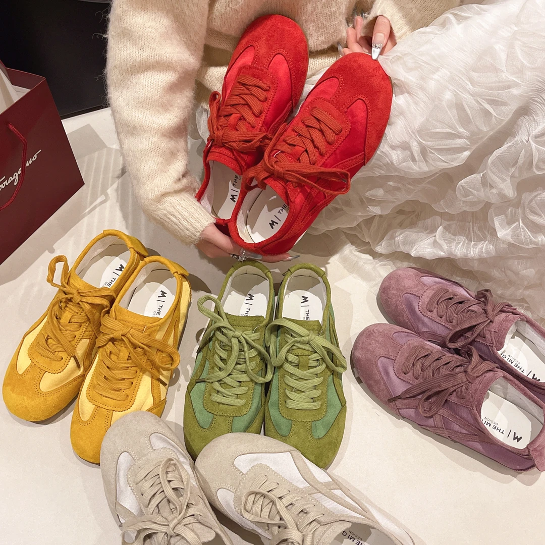 美式复古软底薄款黄色德训鞋女2025夏新款透气运动休闲板鞋阿甘鞋