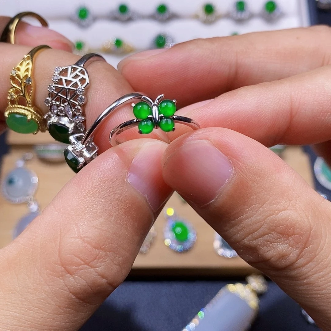 银S925镶嵌戒指翡翠戒指