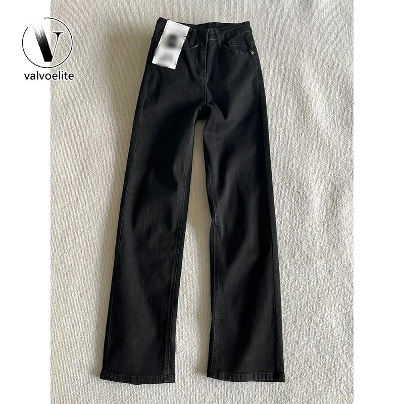 VALVOELITE黑色微喇牛仔裤男夏季2025新款美式高街裤子修身弯刀裤