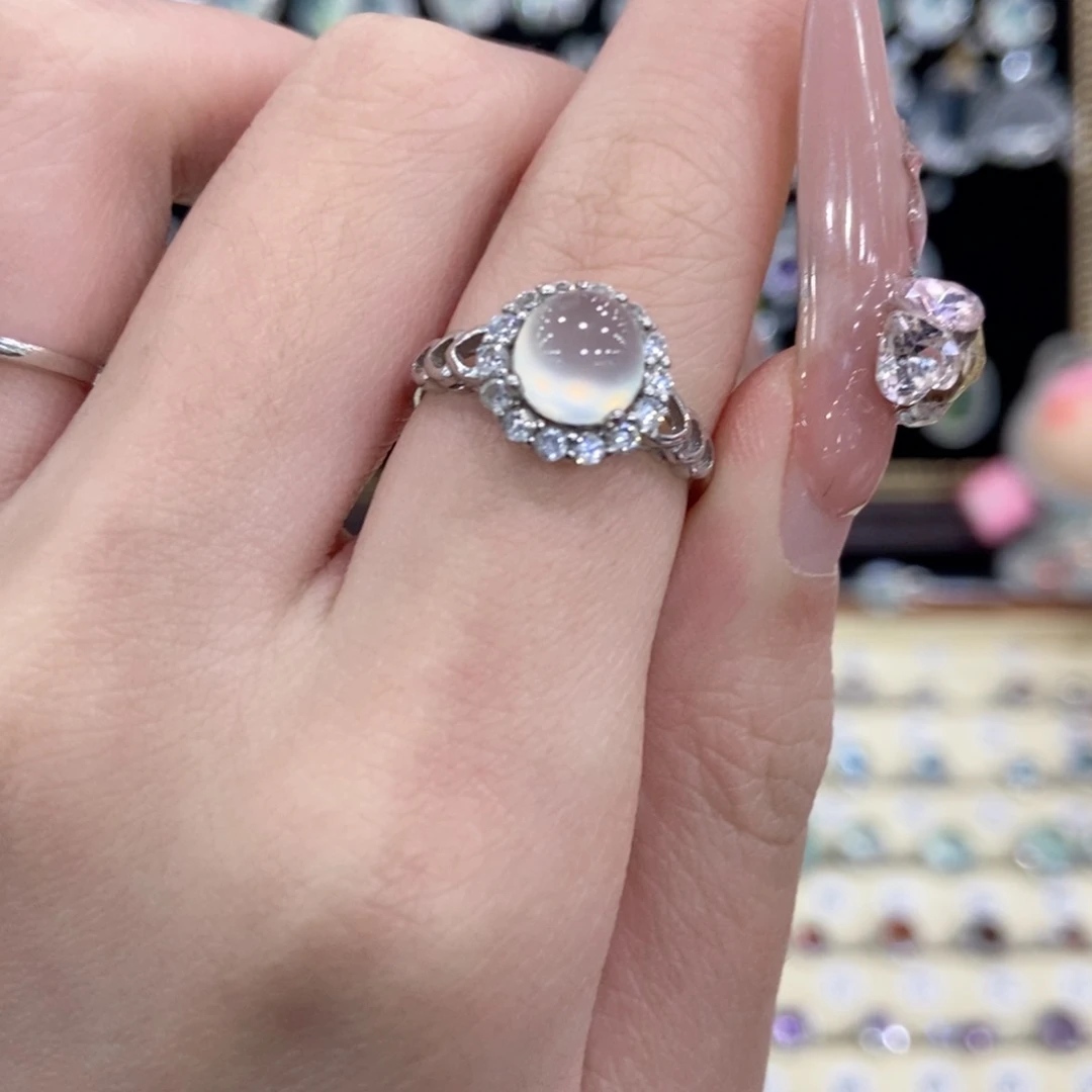 蛇纹石玉银S925镶嵌戒指