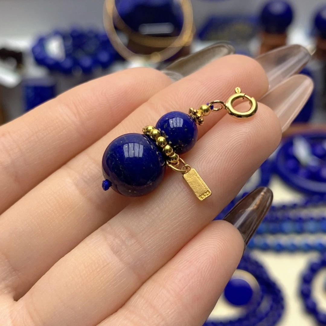 青金石银S925镀金镶嵌颈饰