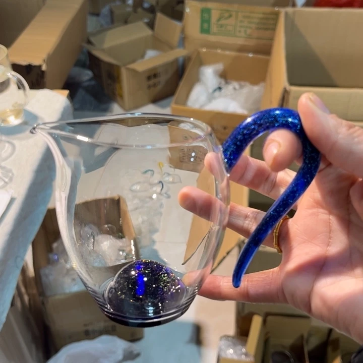 玻璃手工艺品忆然斑阑底珠公杯