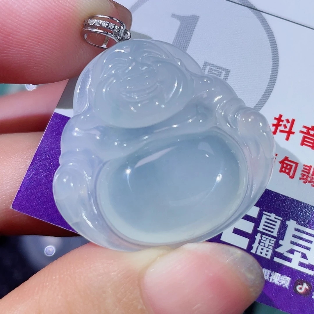 颈饰18K金镶嵌翡翠佛公