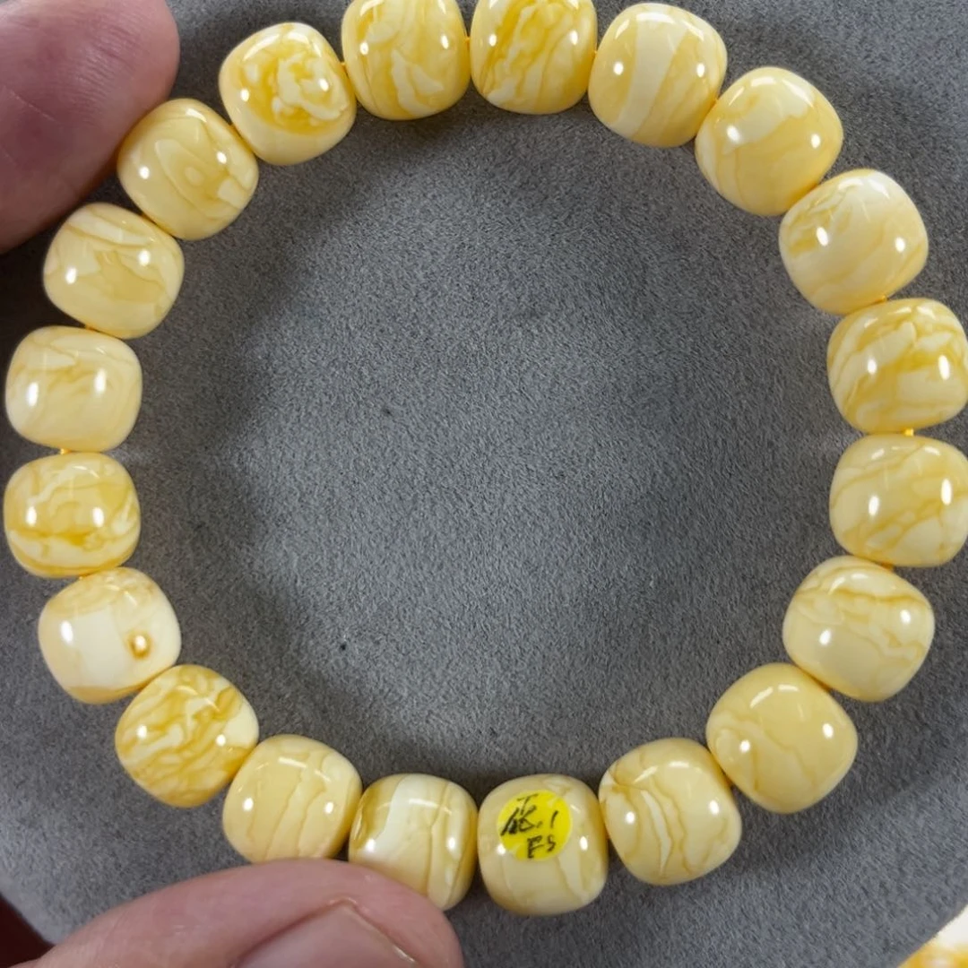 蜜蜡手串未镶嵌乌料焦皮同料白蜡橘红纹虎皮