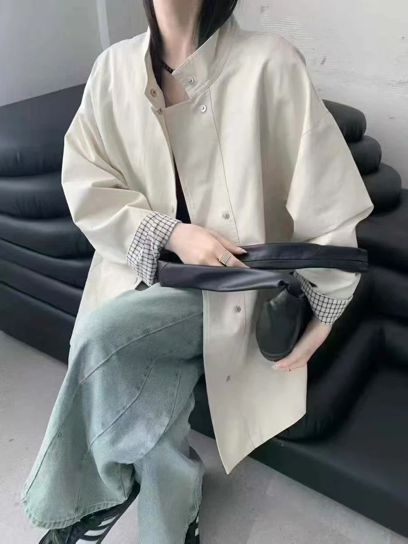 韩系英伦风中长款风衣外套女2025春秋新款复古简约百搭高级感上衣