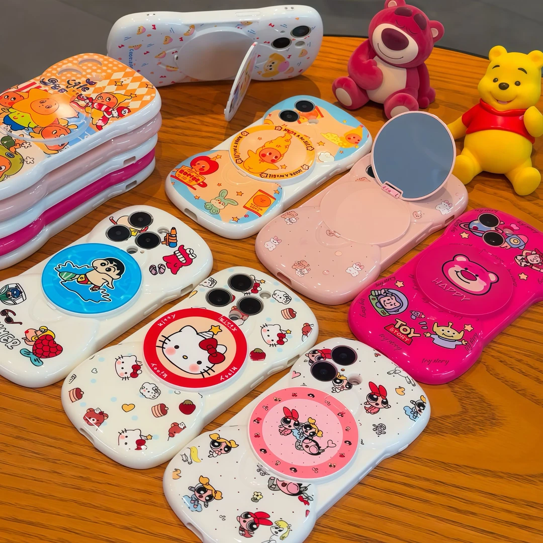 欧克里里可爱卡通翻盖镜适用苹果16promax手机壳14/15女13/12/11