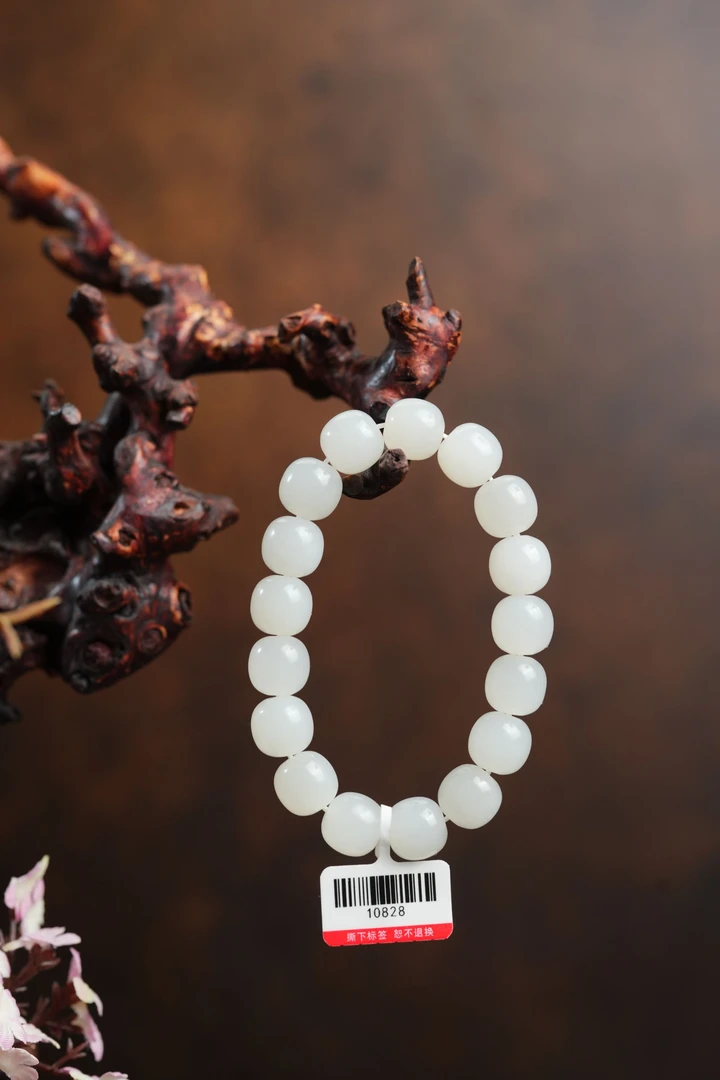 新疆和田玉 于阗老坑冰底极限圆弧卡12-11手串多样性发一件