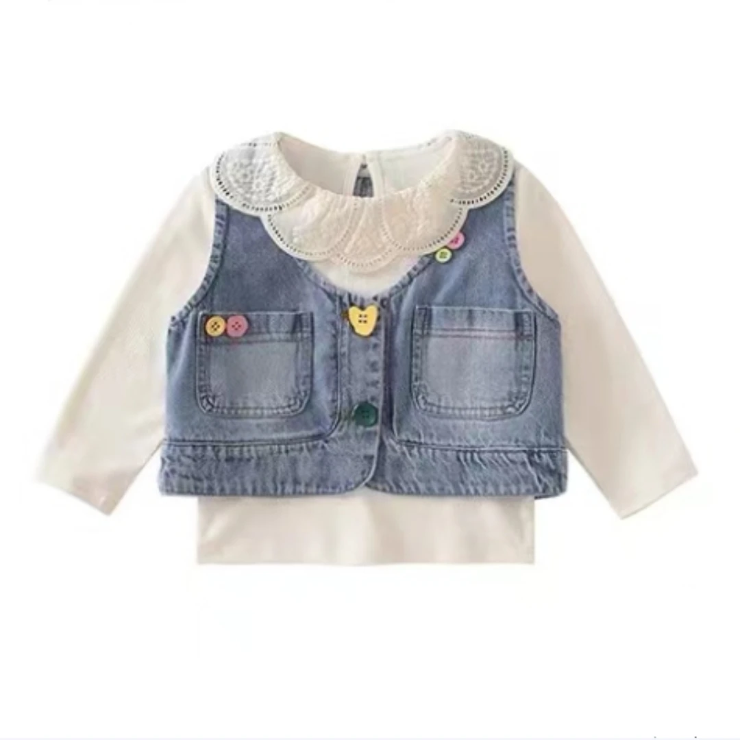 【BaoBao】春款牛仔马甲上衣两件套86007