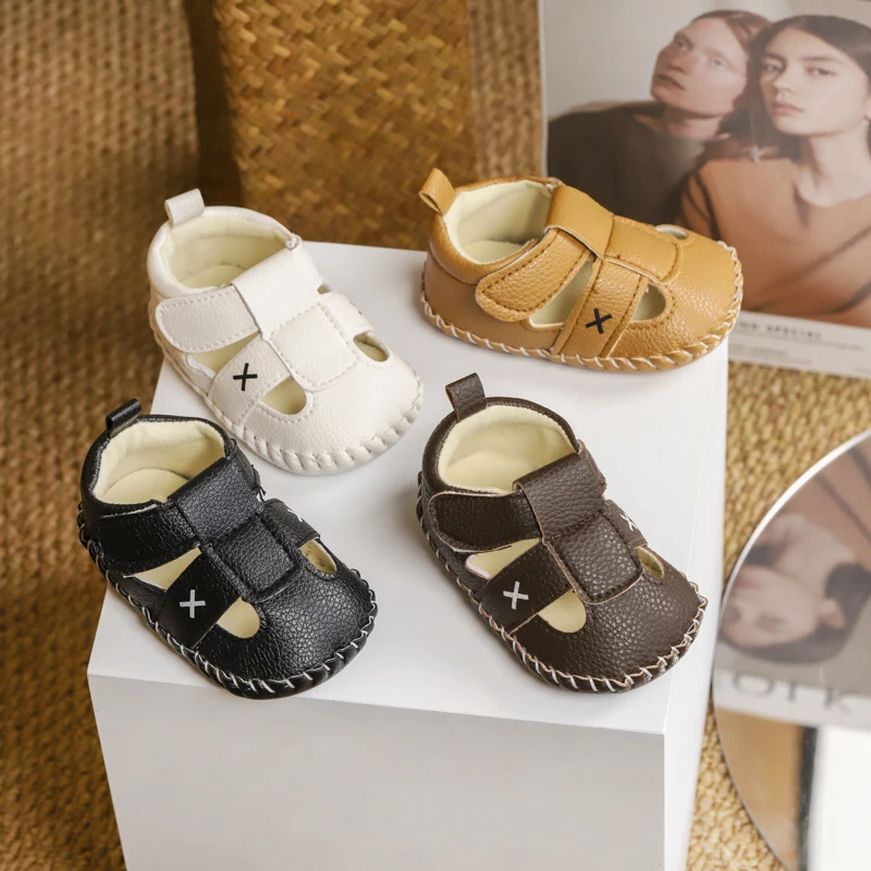 夏季新款0-1岁婴儿学步鞋凉鞋软胶底P鞋面不掉防滑防水透气