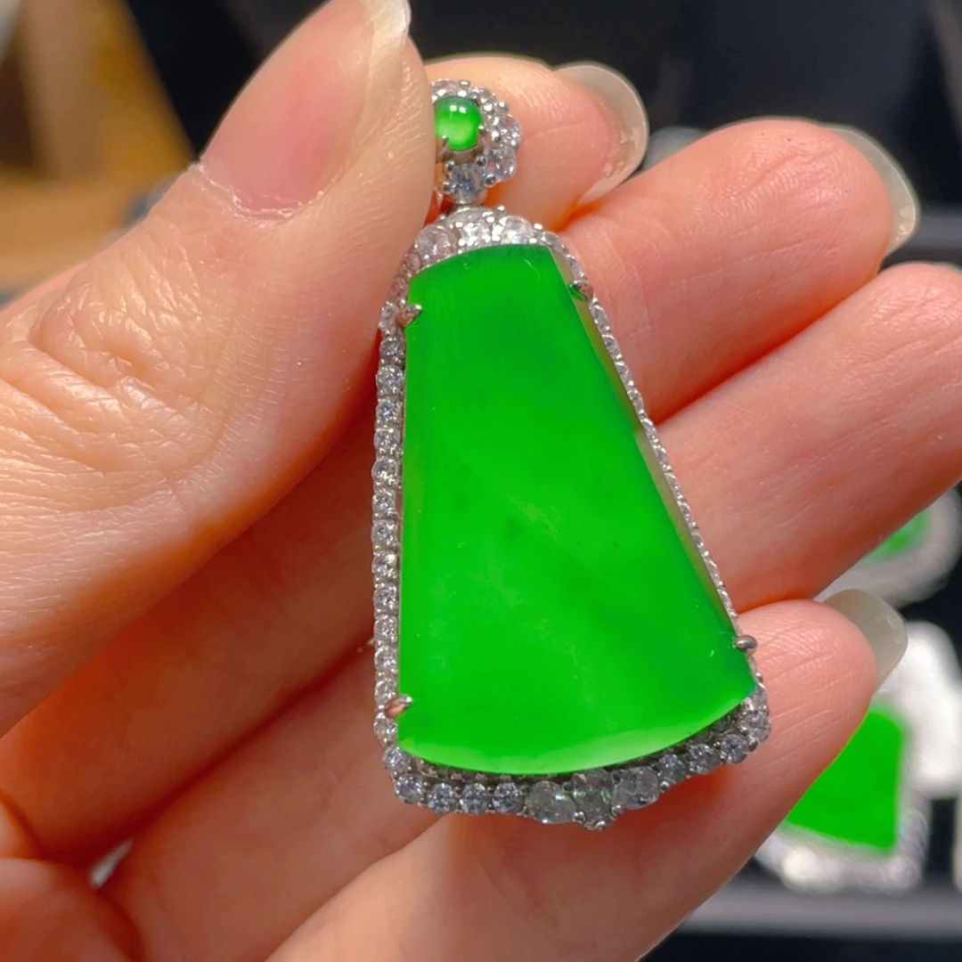 翡翠银S925镶嵌吊坠(不含链)