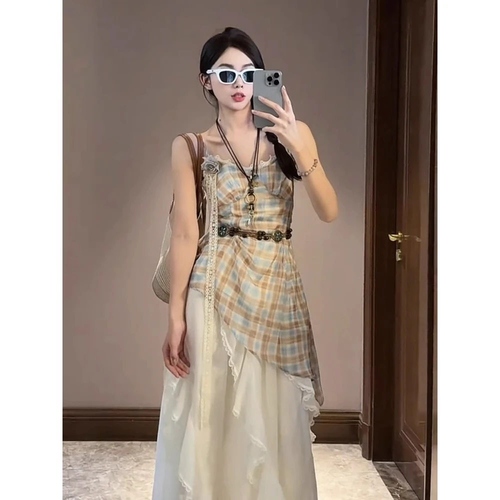 【绝美穿搭】法式高级感撞色不规则荷叶边上衣百搭显瘦半身裙套装女