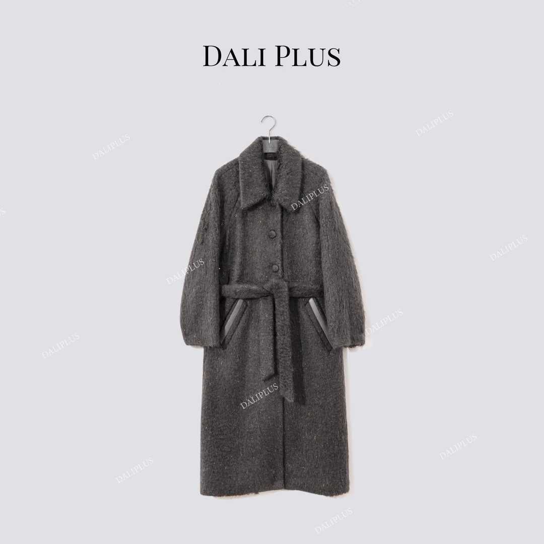DALI PLUS“马海毛+绵羊毛”金丝收腰系带带单面呢大衣-D5CK2171-1