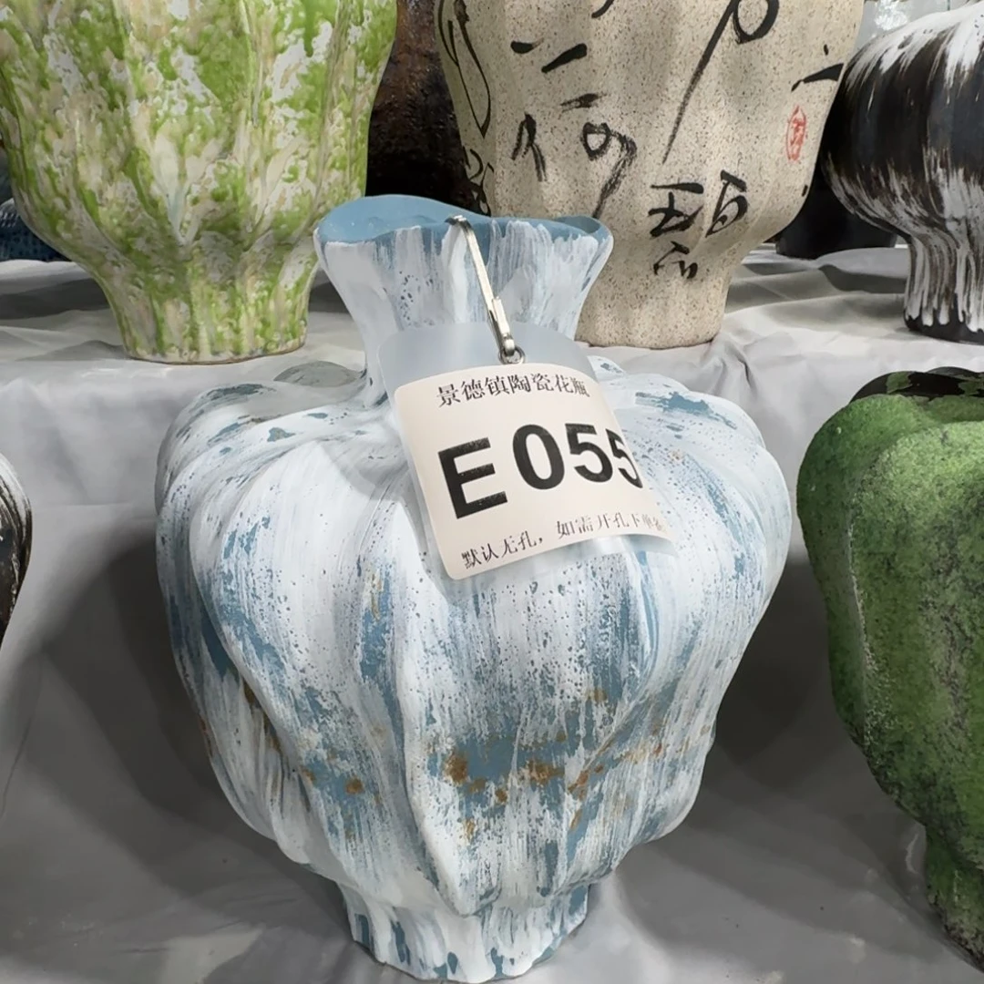 摆件陶景德镇高温花瓶编码e055高31口7默认无孔