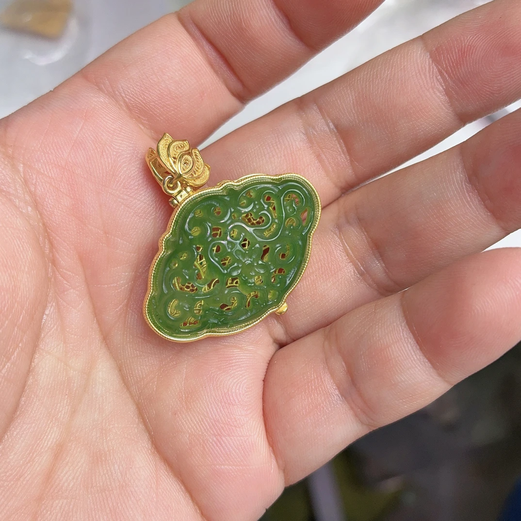 国首质检和田玉吊坠项链通体S925银