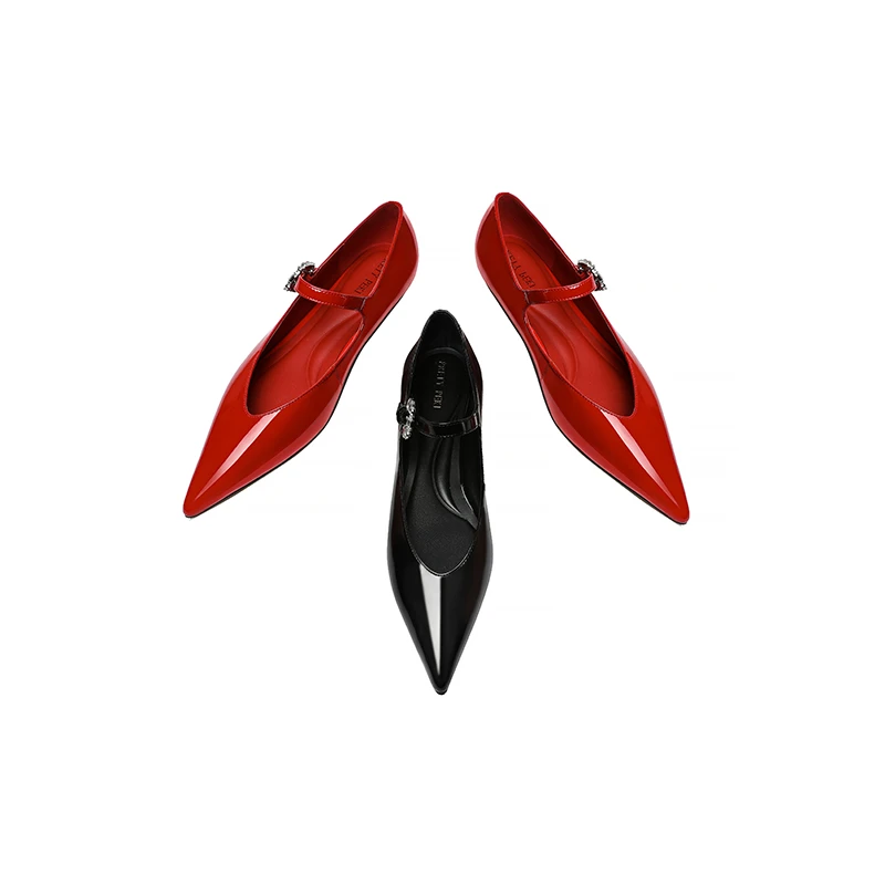 【跟高2cm】2025年春季新款浅口尖头金属水钻粗跟高跟鞋单鞋女