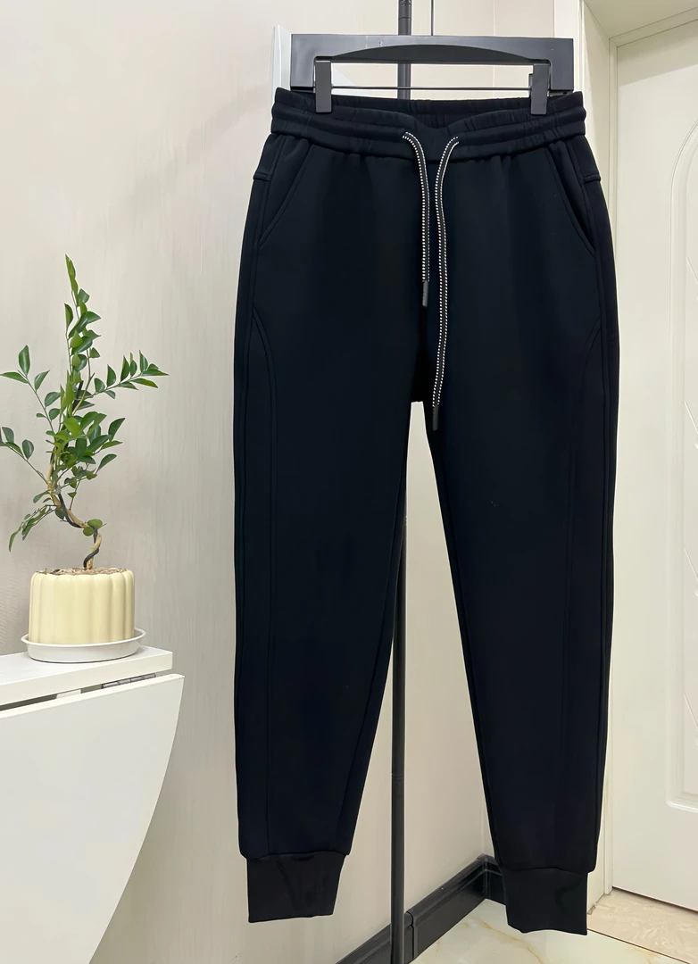 2025简约风新款黑色卫裤裤子抽绳净版休闲百搭干净纯色束脚小脚裤