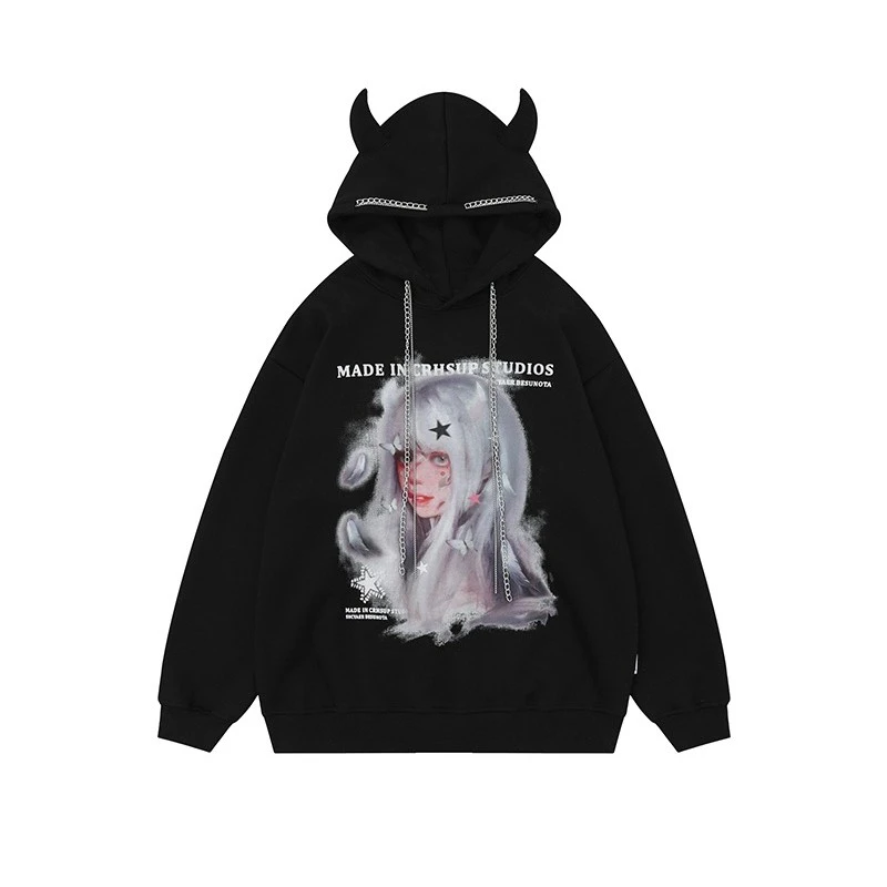 常规款宽松型印花嘻哈风中性卫衣卫衣美式潮流ins秋冬潮服