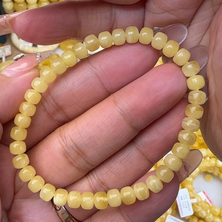 蜜蜡未镶嵌手串白花老型手串