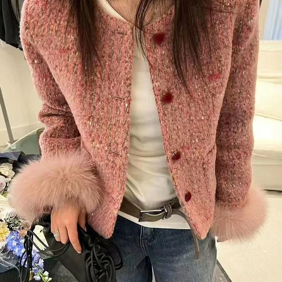 秋冬新款粗花呢小香风外套女时尚气质名媛风短外套QD6052