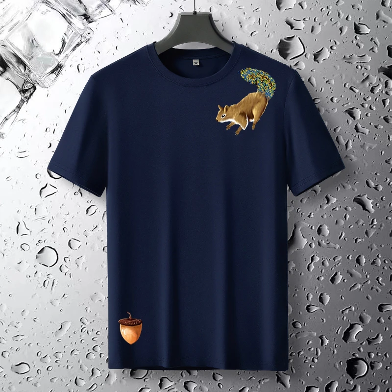 公鸡2025夏季青少年莫代尔加肥加大男士短袖t恤新款宽松速干半袖