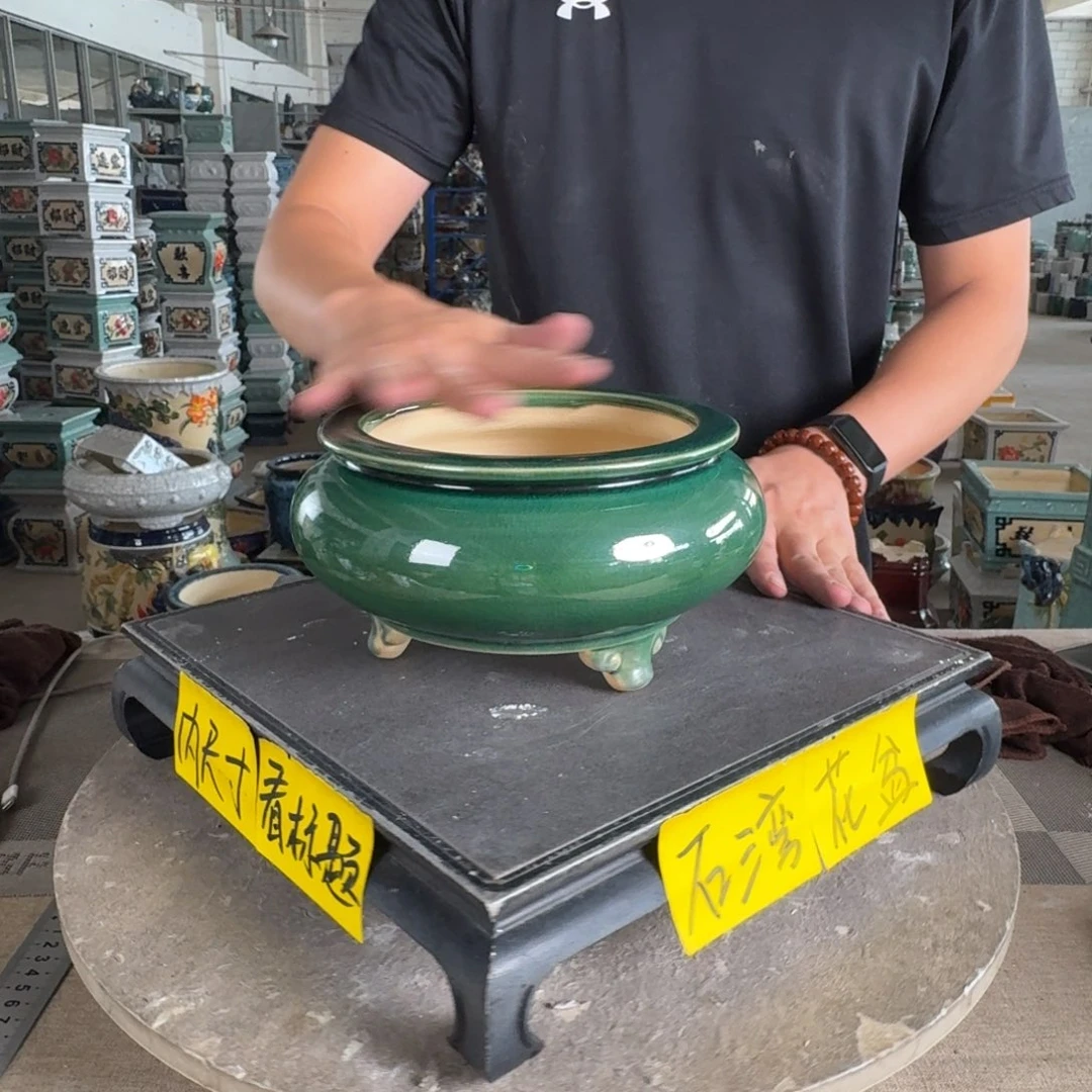 一风堂石湾花盆。泥点 内口15*7