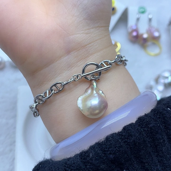 淡水珍珠耳饰银S925镶嵌