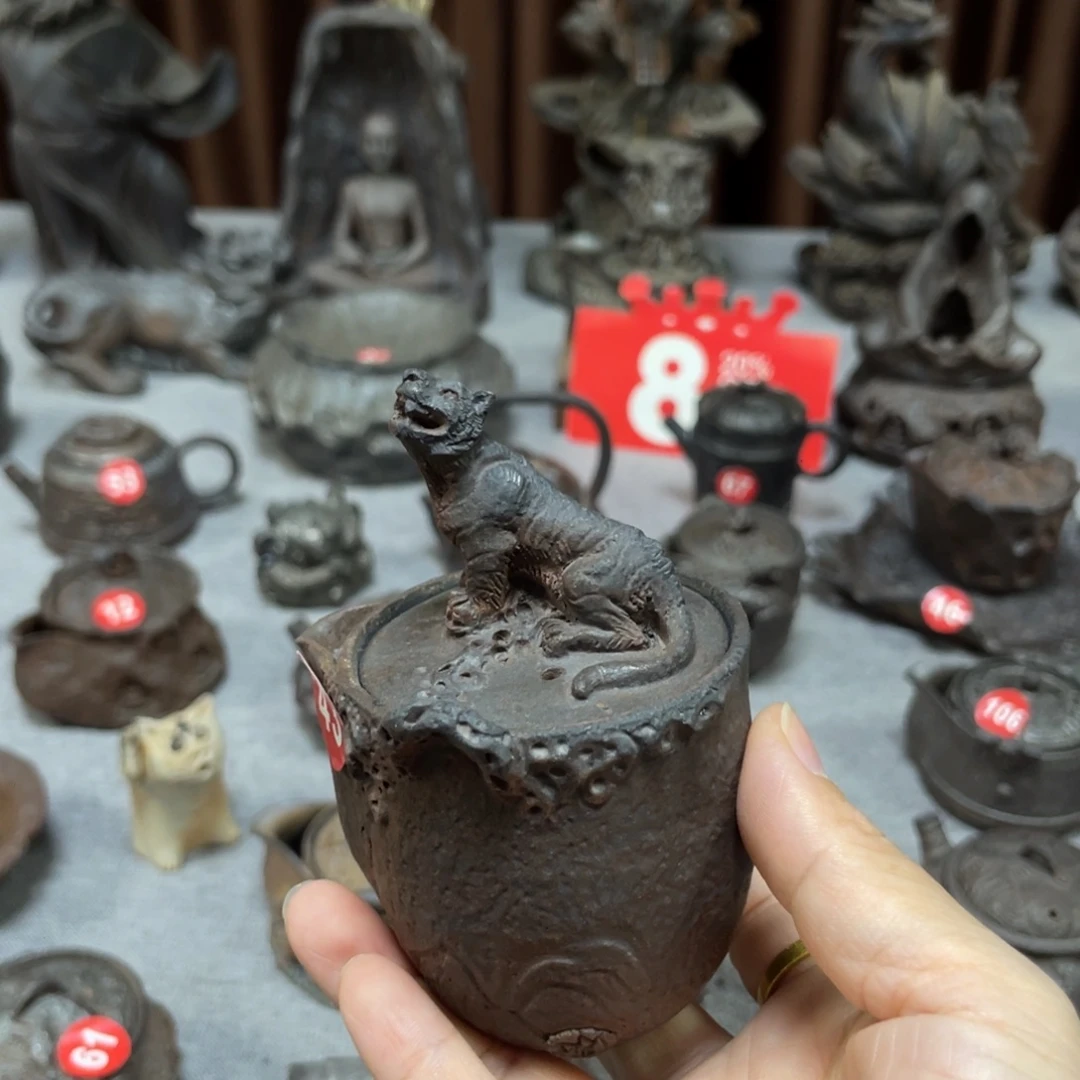 宝瓶全手捏柴烧茶器