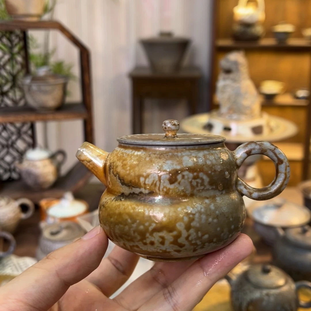 不染柴烧精品葫芦壶