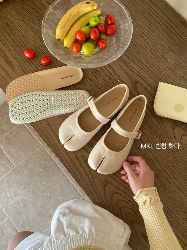 TLE（福）韩系分趾芭蕾舞鞋2025春夏复古软底百搭浅口猪脚单鞋338-3