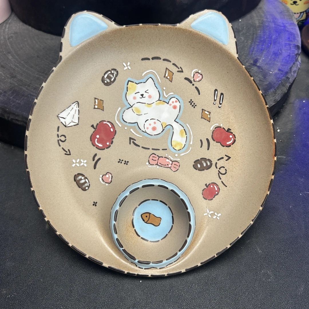 404蓝色小猫饺子盘