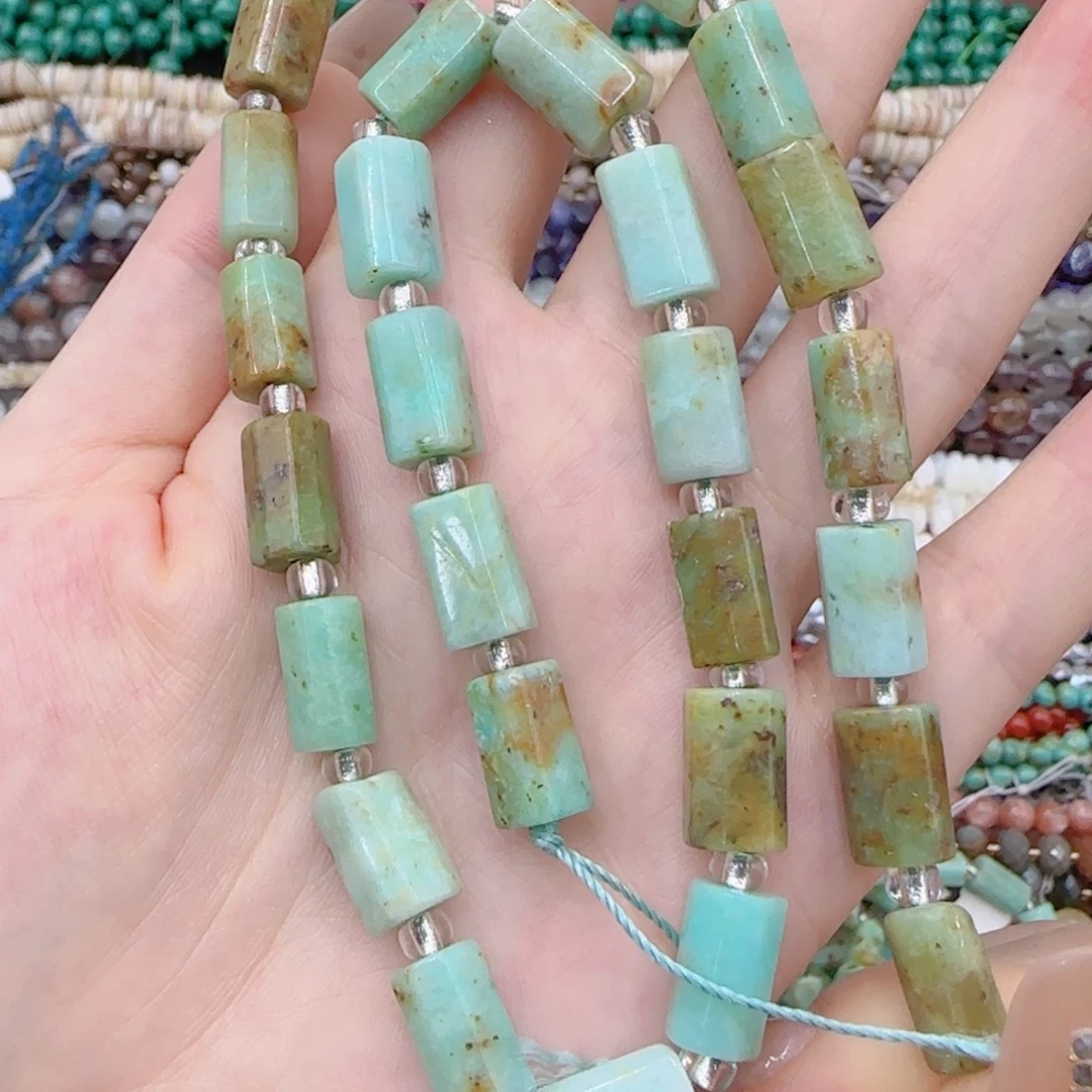 未镶嵌玛瑙/玉髓珠宝半成品绿澳宝手工管珠一条