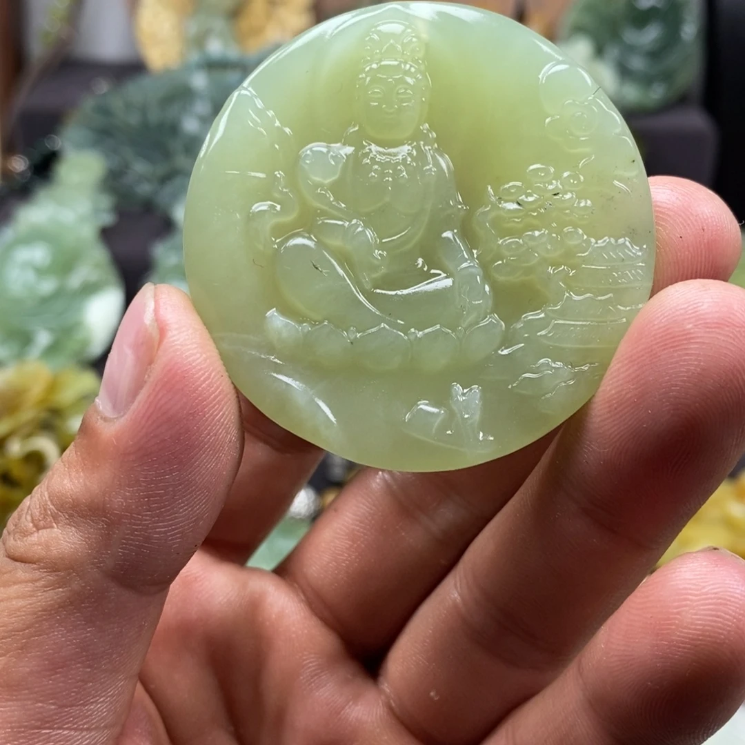 蛇纹石玉未镶嵌吊坠(赠链)
