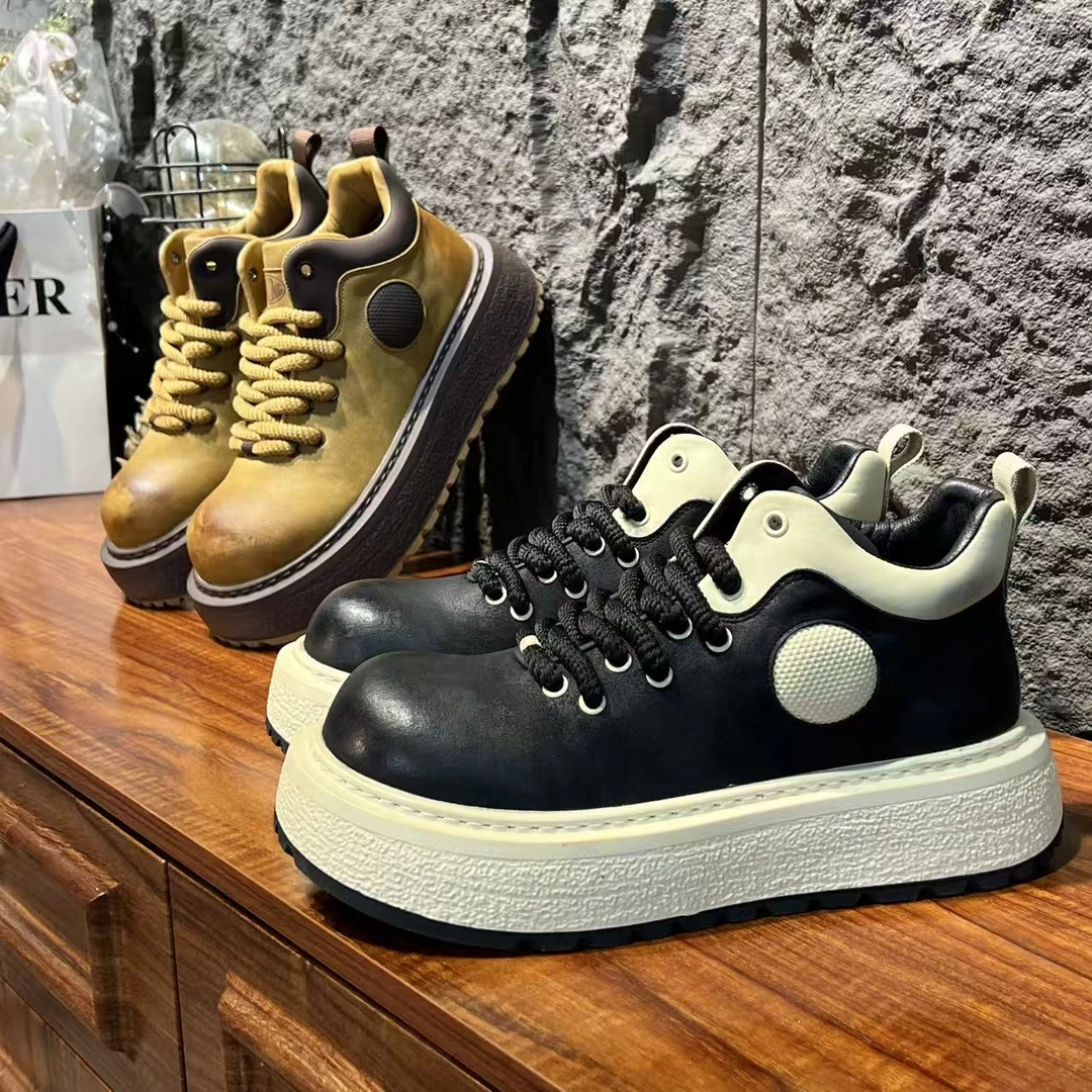 CAiHoG潮男必备秋冬时尚加厚百搭中帮厚底男士新款个性马丁休闲鞋