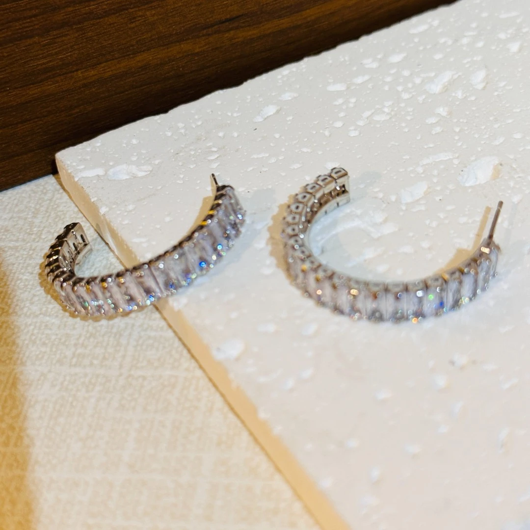 铜合金锆石耳饰 小众设计耳饰1438