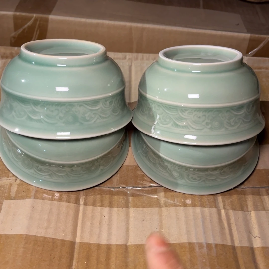 瓷瑕疵 4.5 英寸海浪碗 4 只