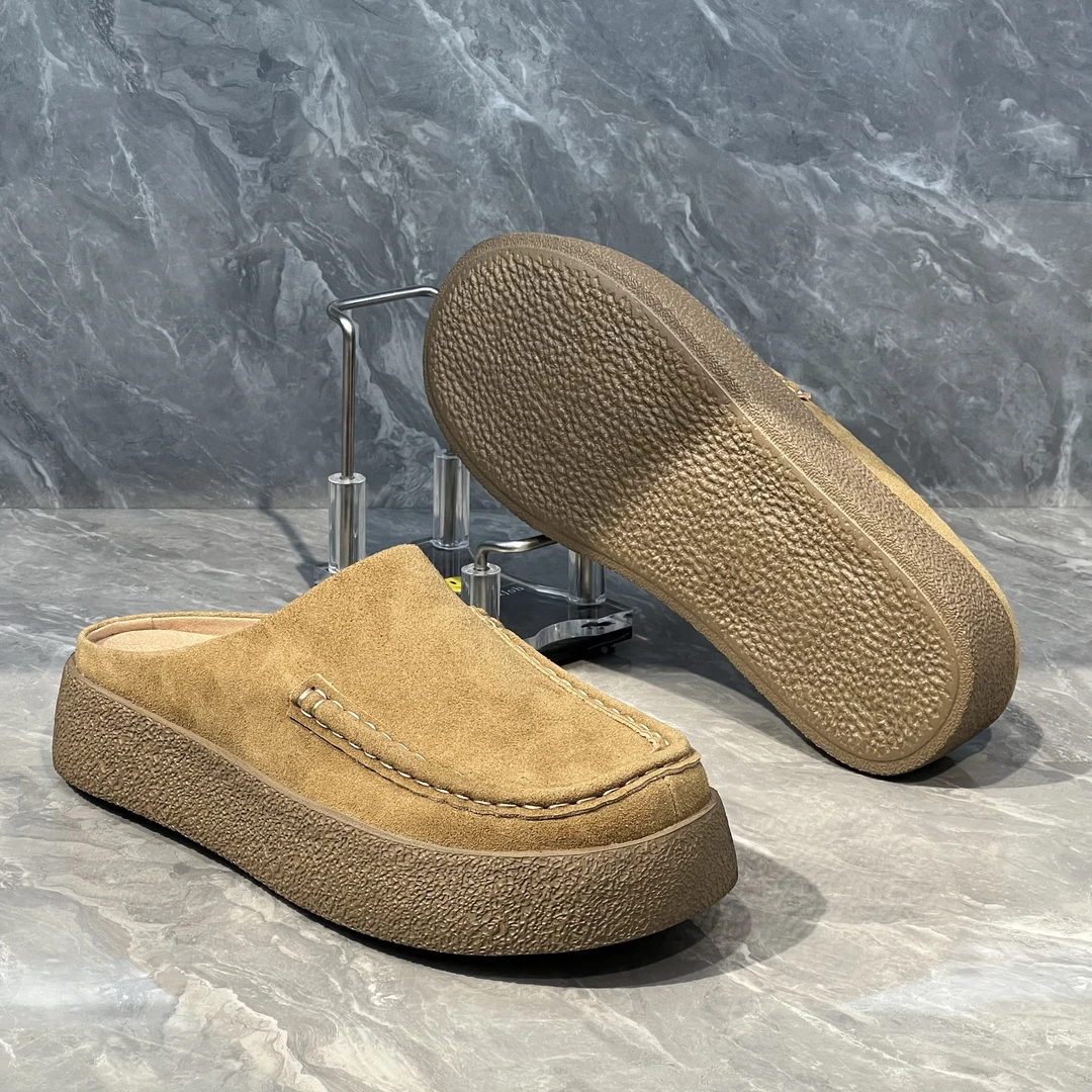 一脚蹬懒人休闲百搭乐福鞋复古反绒皮勃肯鞋厚底增高透气软底舒适