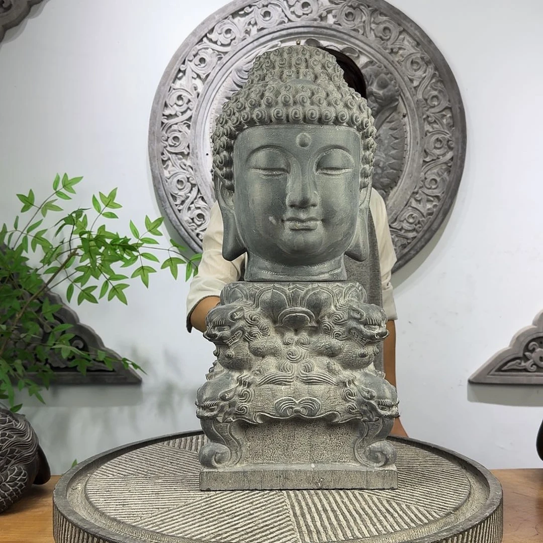 石材30厘米高佛头加底座一套总高55厘米