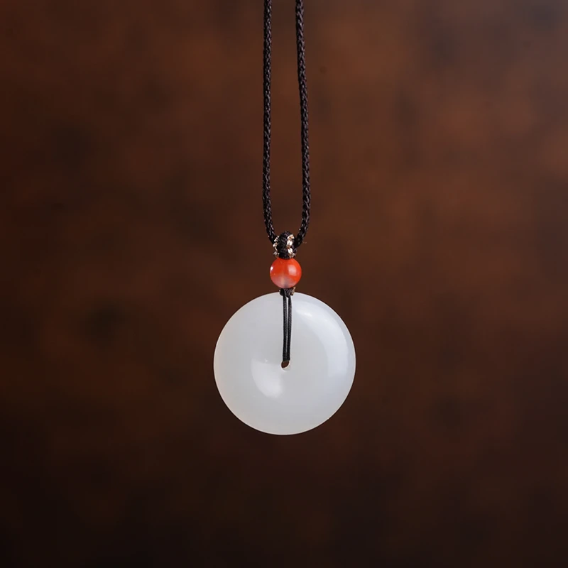 新疆和田玉 老坑熟白平安扣多样性发一件 精致百搭 鑫浩矿业